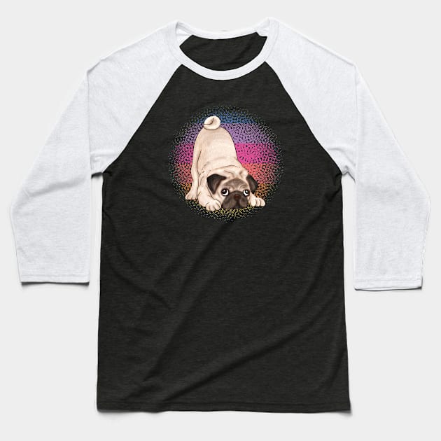 Pug Christmas Baseball T-Shirt by HobbyAndArt